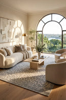 Emma Blomfield Rogue Mist Rug — AI styled visualisation