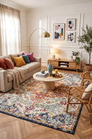Evoke Carnival White Transitional Rug — AI styled visualisation