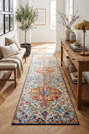 Evoke Carnival White Transitional Runner Rug — AI styled visualisation