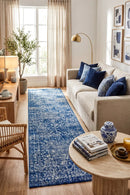 Evoke Contrast Navy Transitional Runner Rug — AI styled visualisation