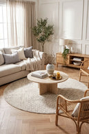 Evoke Diamond Grey Transitional Round Rug — AI styled visualisation