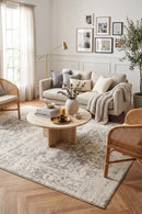 Evoke Dream White Silver Transitional Rug — AI styled visualisation