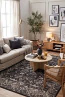 Evoke Estella Charcoal Transitional Rug — AI styled visualisation