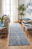 Evoke Frost Blue Transitional Runner Rug — AI styled visualisation