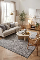 Evoke Homage Grey Transitional Rug — AI styled visualisation