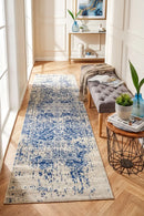 Evoke Horizon White Navy Transitional Runner Rug — AI styled visualisation