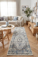 Evoke Mist White Transitional Runner Rug — AI styled visualisation