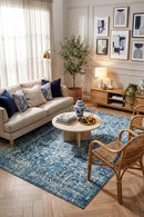 Evoke Muse Blue Transitional Rug — AI styled visualisation
