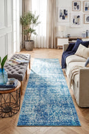 Evoke Muse Blue Transitional Runner Rug — AI styled visualisation