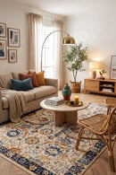 Evoke Peacock Ivory Transitional Rug — AI styled visualisation