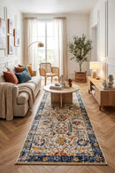 Evoke Peacock Ivory Transitional Runner Rug — AI styled visualisation