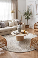 Evoke Silver Flower Transitional Round Rug — AI styled visualisation