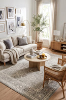 Evoke Silver Flower Transitional Rug — AI styled visualisation