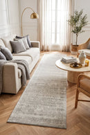 Evoke Silver Flower Transitional Runner Rug — AI styled visualisation