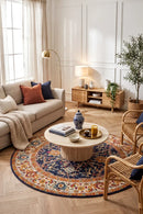 Evoke Splash Multi Transitional Round Rug — AI styled visualisation