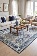 Fiang Multicolour Blue Nonslip Rug — AI styled visualisation
