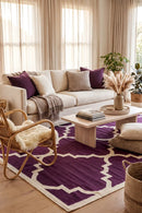 Flat Weave Moroccan Aubergine Rug — AI styled visualisation