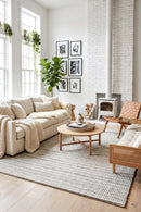 Hand Braied Silver Felted Wool Rug — AI styled visualisation