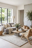 Harlow Ariel Beige Rug — AI styled visualisation