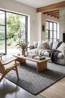 Harlow Ariel Graphite Rug — AI styled visualisation
