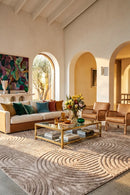 Haven Zina Latte Rug — AI styled visualisation