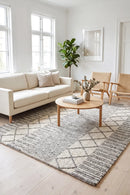 Hellena Braied Grey Wool Rug — AI styled visualisation