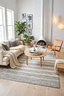 Helsinki Grey Flatweave Rug — AI styled visualisation