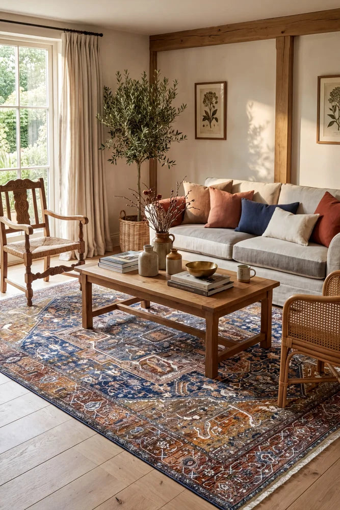 Heriz Rust Traditional Rug — AI styled visualisation
