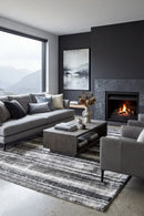 Himali Baley Slate Rug — AI styled visualisation