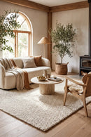 Hive White Rug — AI styled visualisation