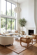 Krisha Tribal Trellis Rug Nude Soft Pink — AI styled visualisation