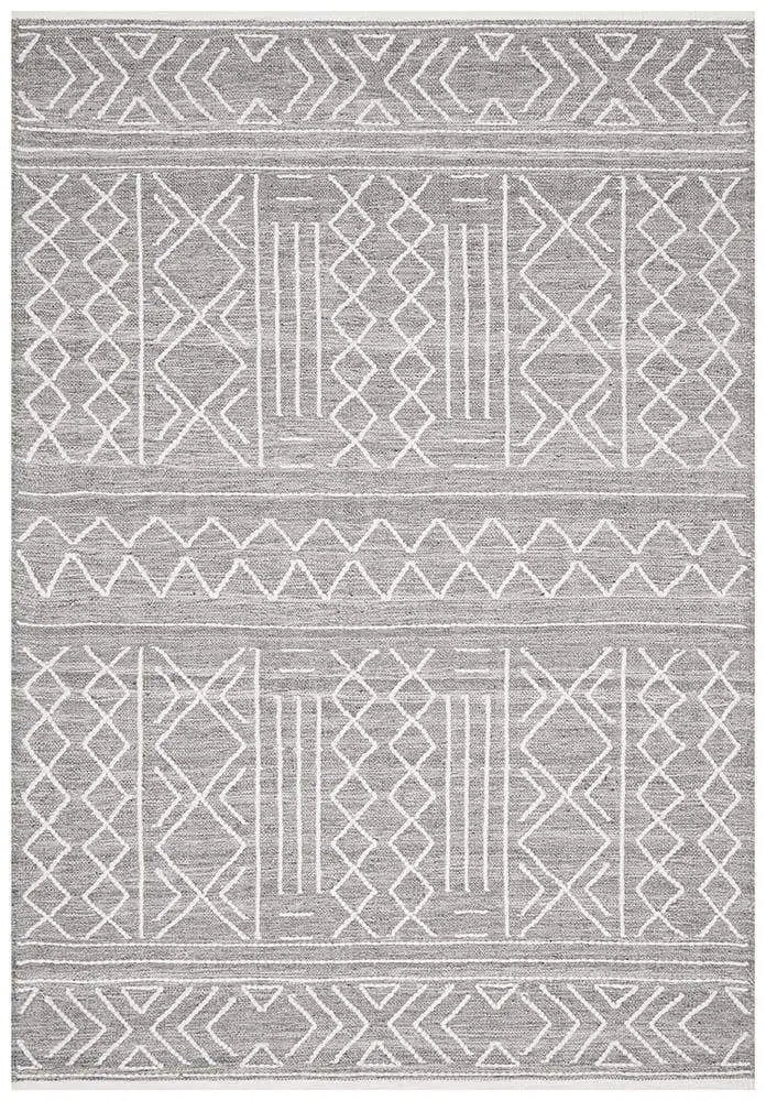 Hudson-Arya Stitch Woven Rug Silver Grey