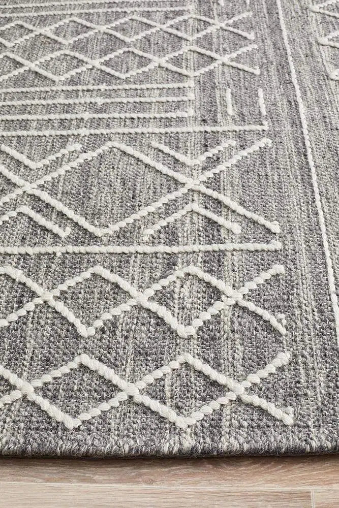 Hudson-Arya Stitch Woven Rug Silver Grey