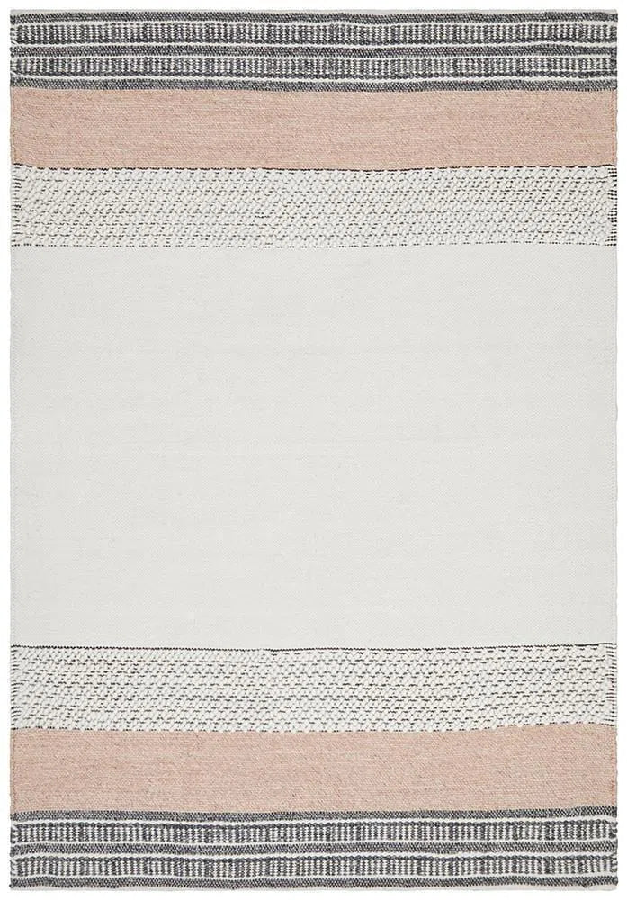 Hudson-Esha Textured Woven Rug White Peach