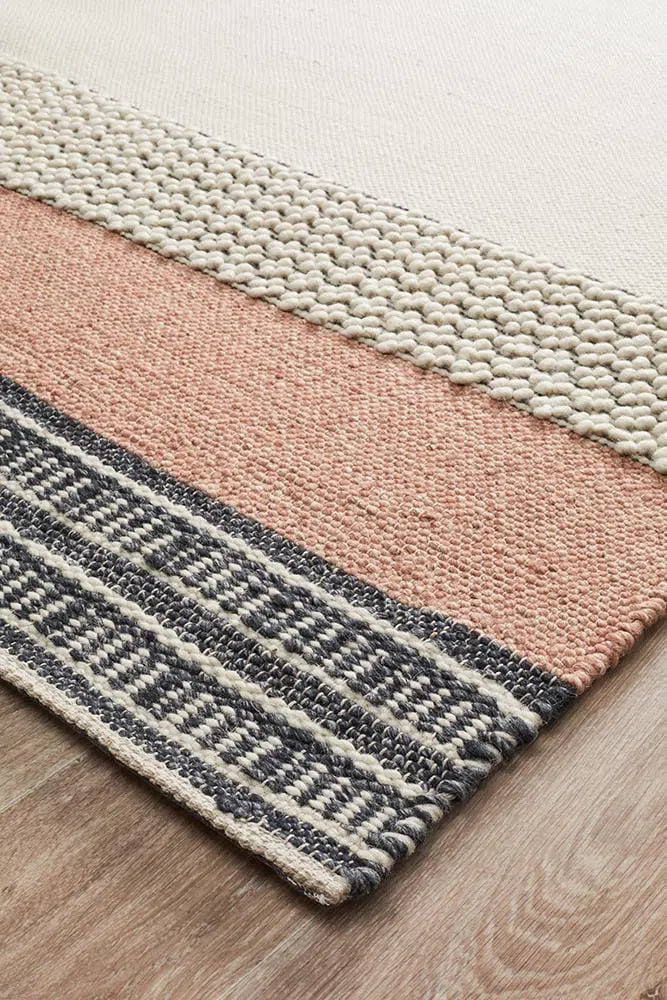 Hudson-Esha Textured Woven Rug White Peach