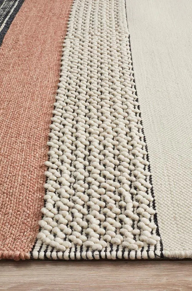 Hudson-Esha Textured Woven Rug White Peach