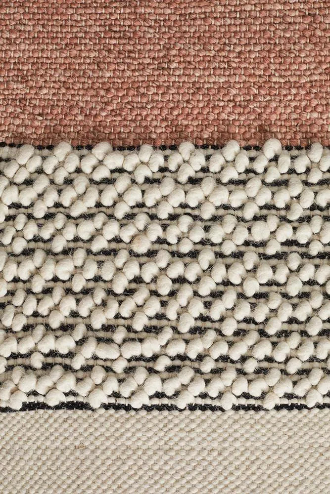 Hudson-Esha Textured Woven Rug White Peach