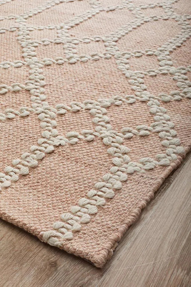 Hudson-Krisha Tribal Trellis Rug Nude Soft Pink