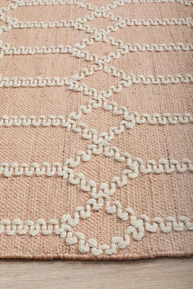 Hudson-Krisha Tribal Trellis Rug Nude Soft Pink