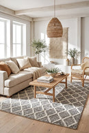 Huxley Grey Wool Rug — AI styled visualisation