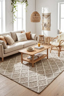 Huxley Natural Wool Rug — AI styled visualisation