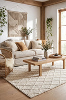 Huxley White Wool Rug — AI styled visualisation