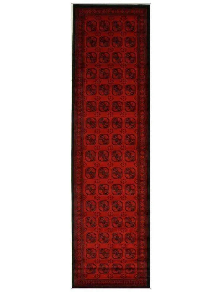 Classic Afghan Design Rug Red