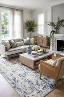 Kendra Farah Distressed Contemporary Rug White Blue Grey — AI styled visualisation
