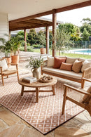 Kimberley Beige Reversible Outdoor Rug — AI styled visualisation