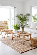 Kimberley Beige Reversible Outdoor Rug — styled indoor setting