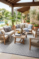 Kimberley Grey Reversible Outdoor Rug — AI styled visualisation