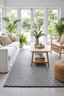 Kimberley Grey Reversible Outdoor Rug — styled indoor setting