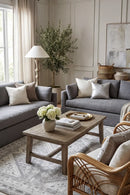 Lagos Grey Machine Washable Rug — AI styled visualisation