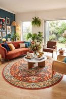 Legacy 850 Terracotta Round Rug — AI styled visualisation
